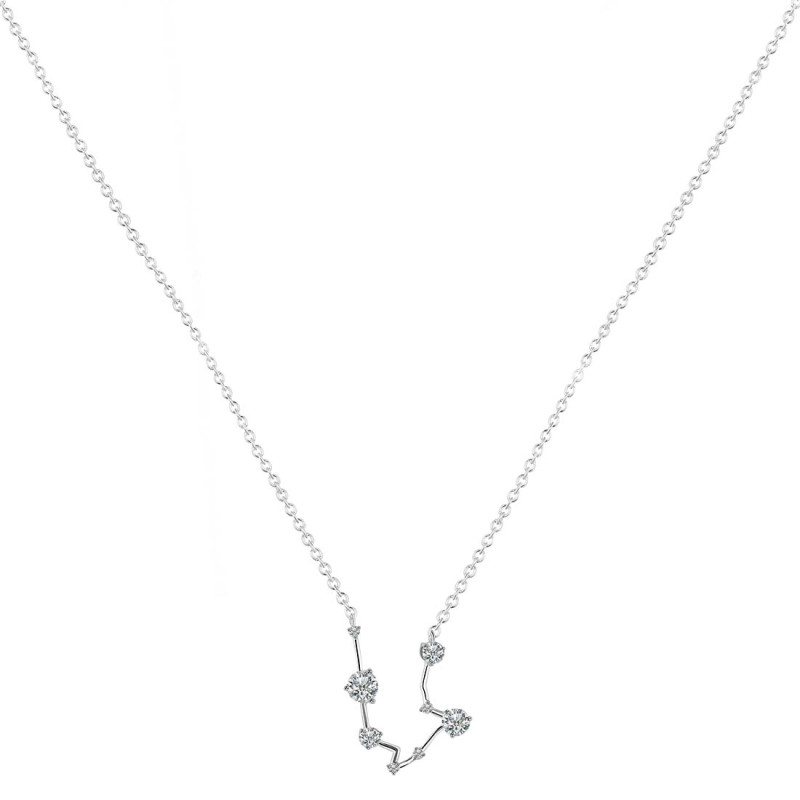 Aquarius Zodiac Star Constellation Citrine & White Topaz Necklace CIT-RDN-487.