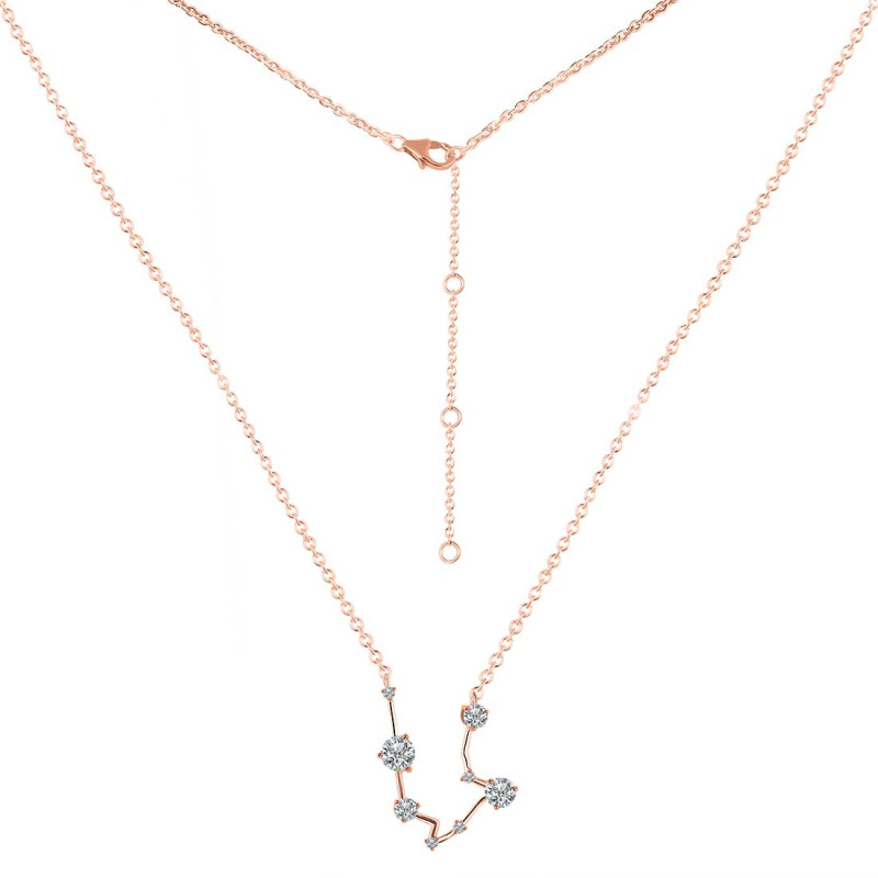 Aquarius Zodiac Star Constellation Citrine & White Topaz Necklace CIT-RDN-487.
