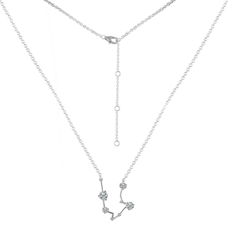 Aquarius Zodiac Star Constellation Citrine & White Topaz Necklace