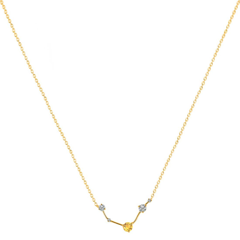Aries Zodiac Star Constellation Citrine & White Topaz Necklace CIT-RDN-488.
