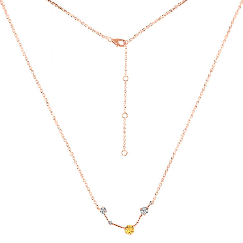 Aries Zodiac Star Constellation Citrine & White Topaz Necklace CIT-RDN-488.