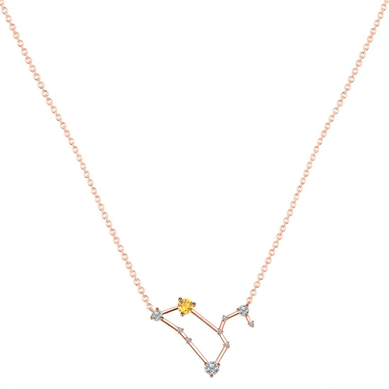Leo Zodiac Star Constellation Citrine & White Topaz Necklace CIT-RDN-493.