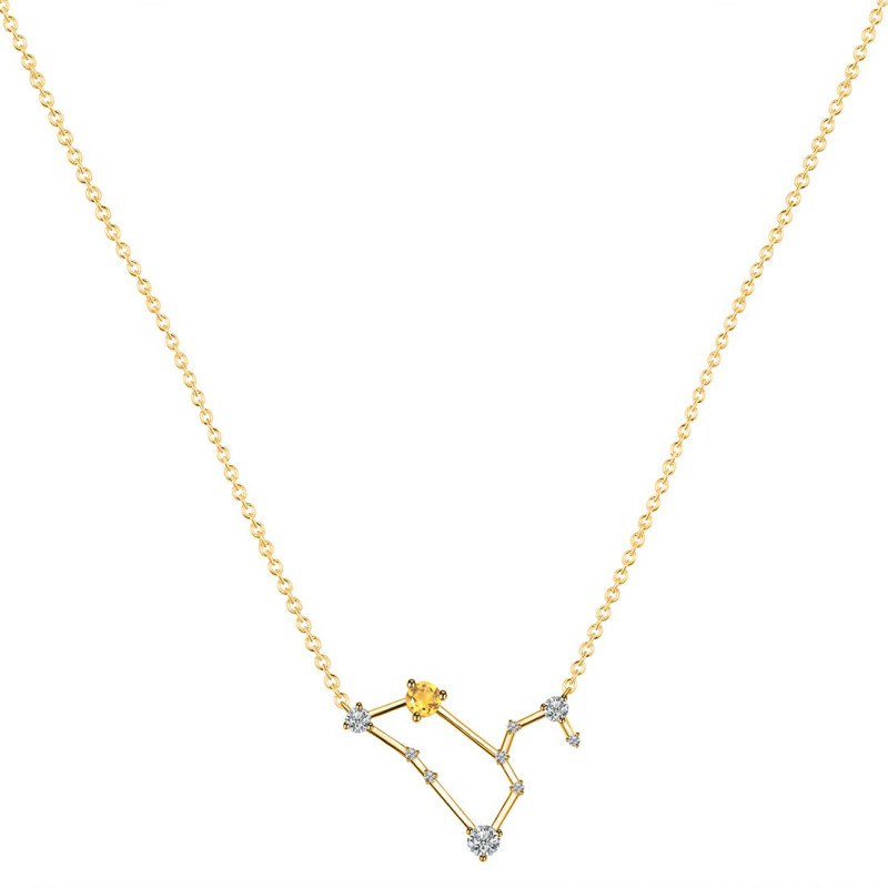 Leo Zodiac Star Constellation Citrine & White Topaz Necklace CIT-RDN-493.