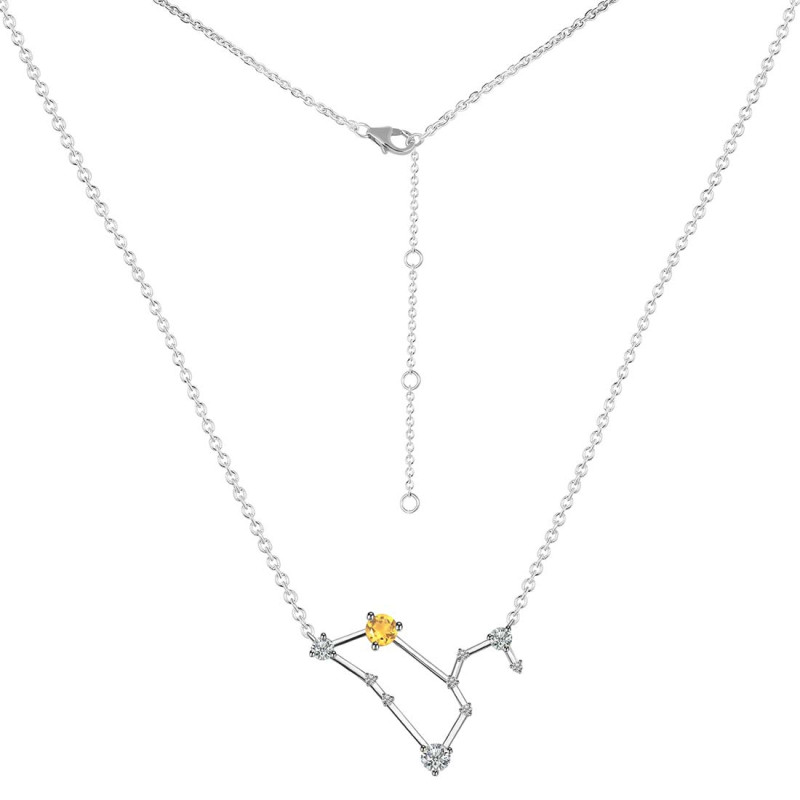Leo Zodiac Star Constellation Citrine & White Topaz Necklace
