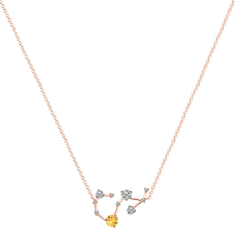 Scorpio Zodiac Star Constellation Citrine & White Topaz Necklace CIT-RDN-495.