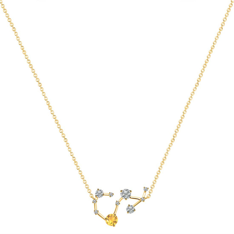 Scorpio Zodiac Star Constellation Citrine & White Topaz Necklace CIT-RDN-495.