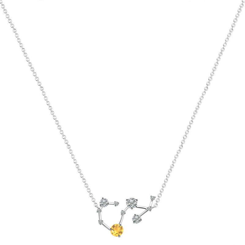 Scorpio Zodiac Star Constellation Citrine & White Topaz Necklace CIT-RDN-495.