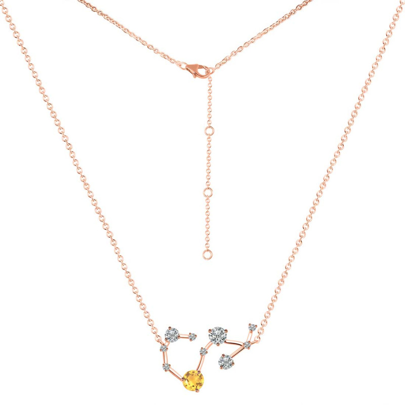 Scorpio Zodiac Star Constellation Citrine & White Topaz Necklace CIT-RDN-495.