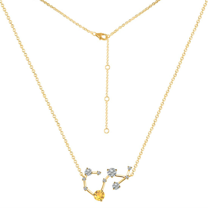 Scorpio Zodiac Star Constellation Citrine & White Topaz Necklace CIT-RDN-495.