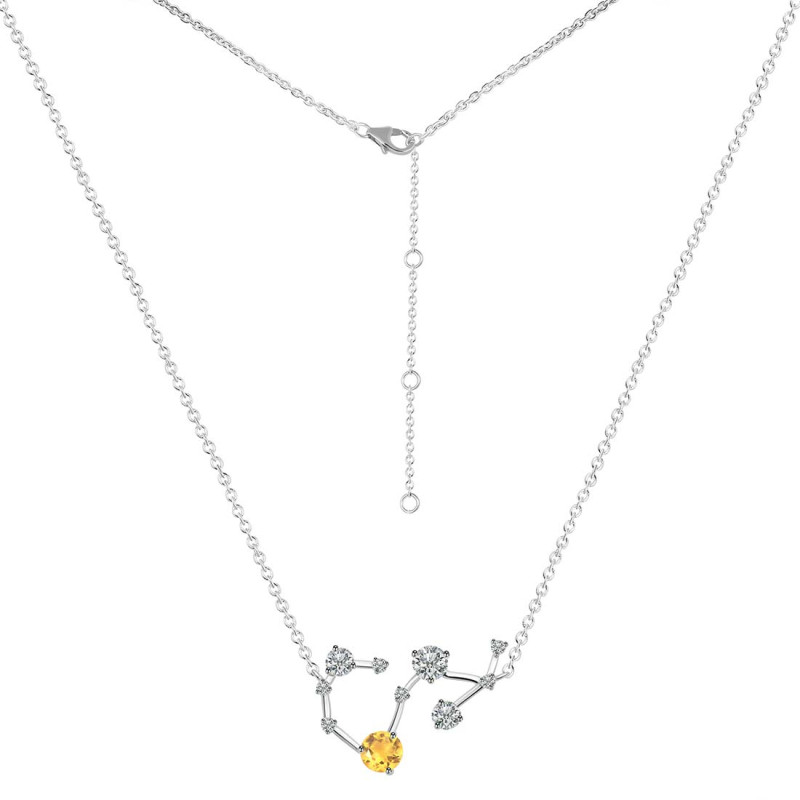 Scorpio Zodiac Star Constellation Citrine & White Topaz Necklace