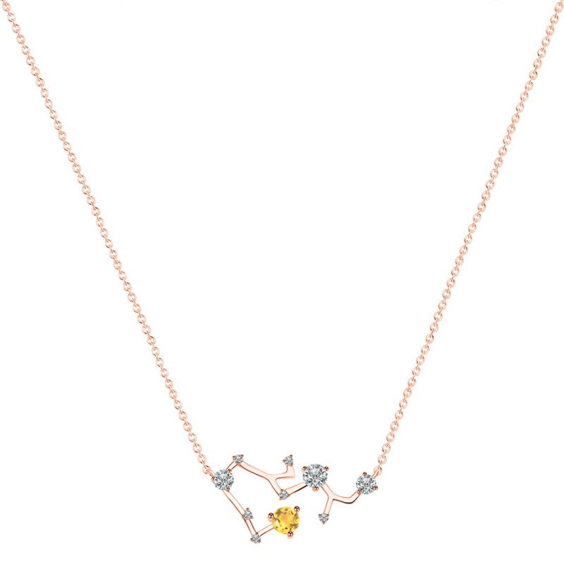 Sagittarius Zodiac Star Constellation Citrine & White Topaz Necklace CIT-RDN-496.