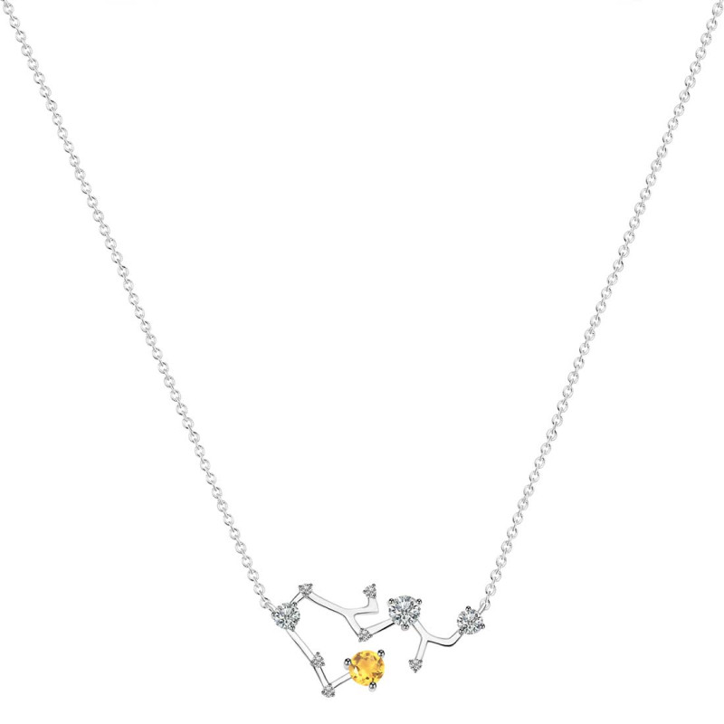 Sagittarius Zodiac Star Constellation Citrine & White Topaz Necklace CIT-RDN-496.