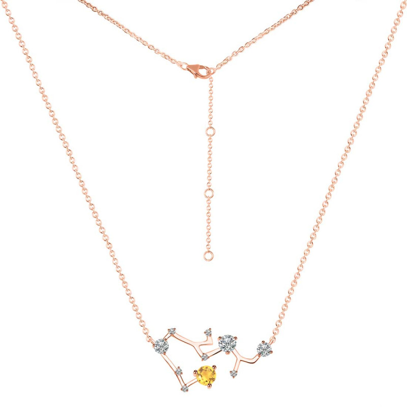 Sagittarius Zodiac Star Constellation Citrine & White Topaz Necklace CIT-RDN-496.