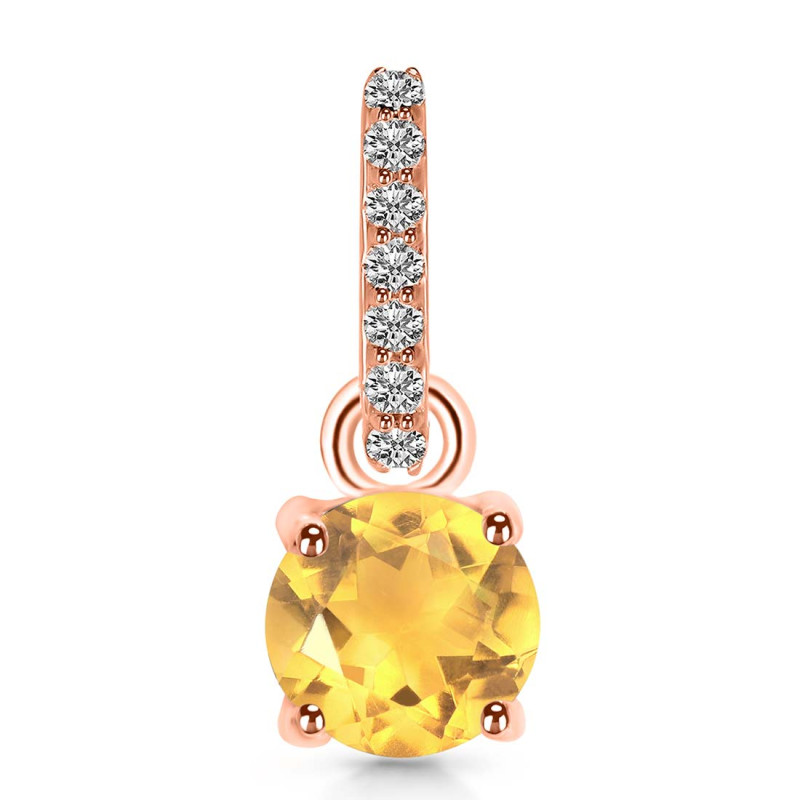 Citrine & White Topaz Pendant CIT-RDP-549-CZ-LOOP.