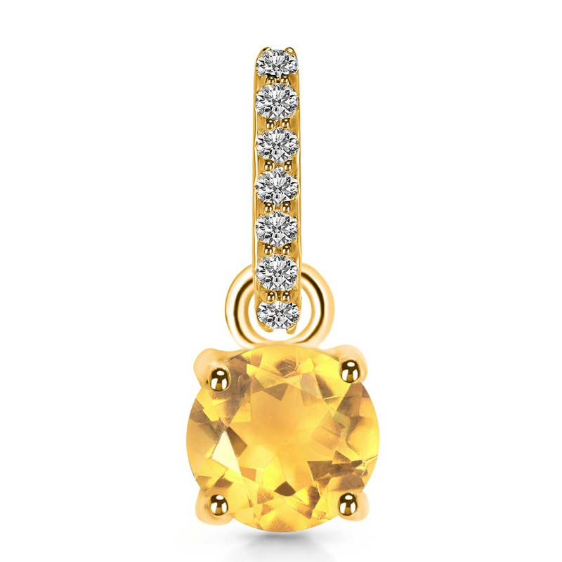 Citrine & White Topaz Pendant CIT-RDP-549-CZ-LOOP.