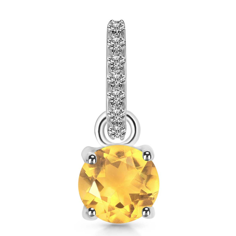 Citrine & White Topaz Pendant CIT-RDP-549-CZ-LOOP.