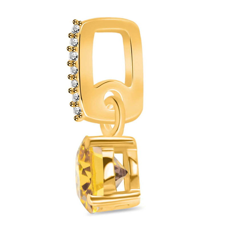 Citrine & White Topaz Pendant CIT-RDP-549-CZ-LOOP.