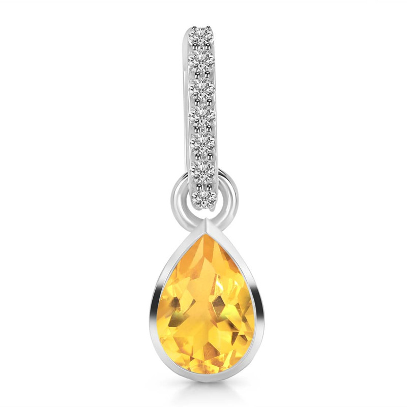Citrine & White Topaz Pendant CIT-RDP-779-CZ-LOOP.