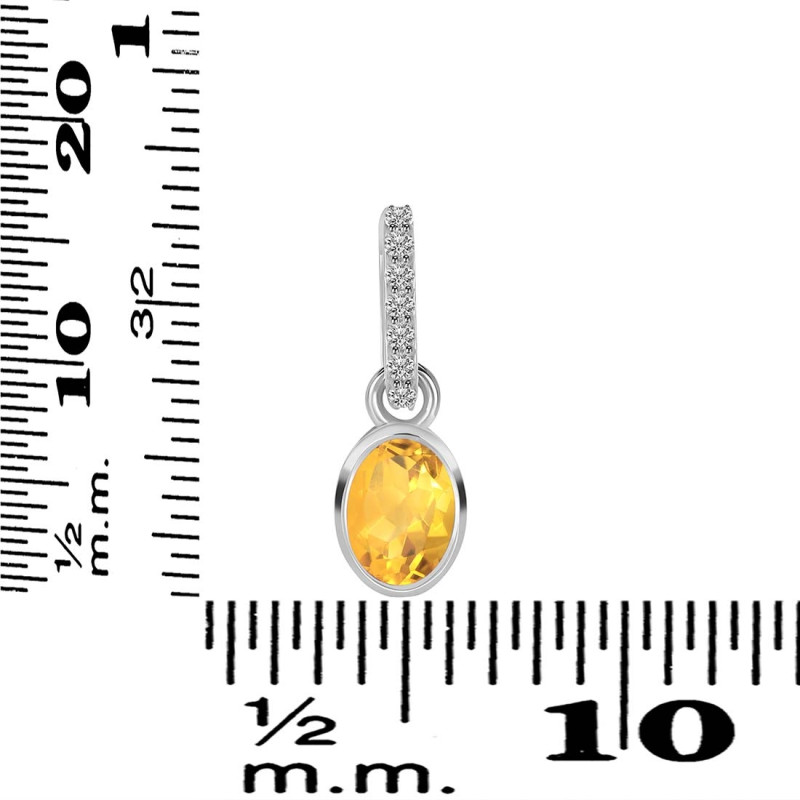 Citrine & White Topaz Pendant CIT-RDP-780-CZ-LOOP.