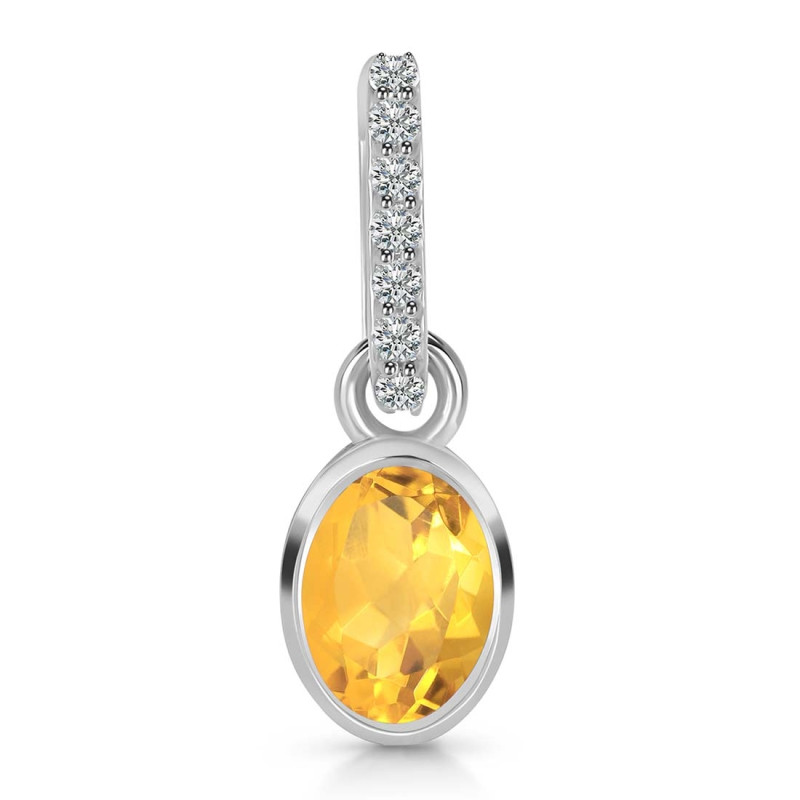Citrine & White Topaz Pendant CIT-RDP-780-CZ-LOOP.