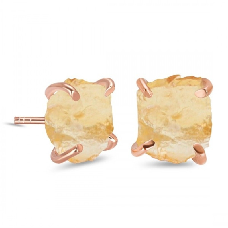 Citrine Raw Crystal Stud Earring CIT-RE-200.