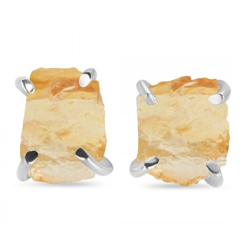 Citrine Raw Crystal Stud Earring CIT-RE-200.