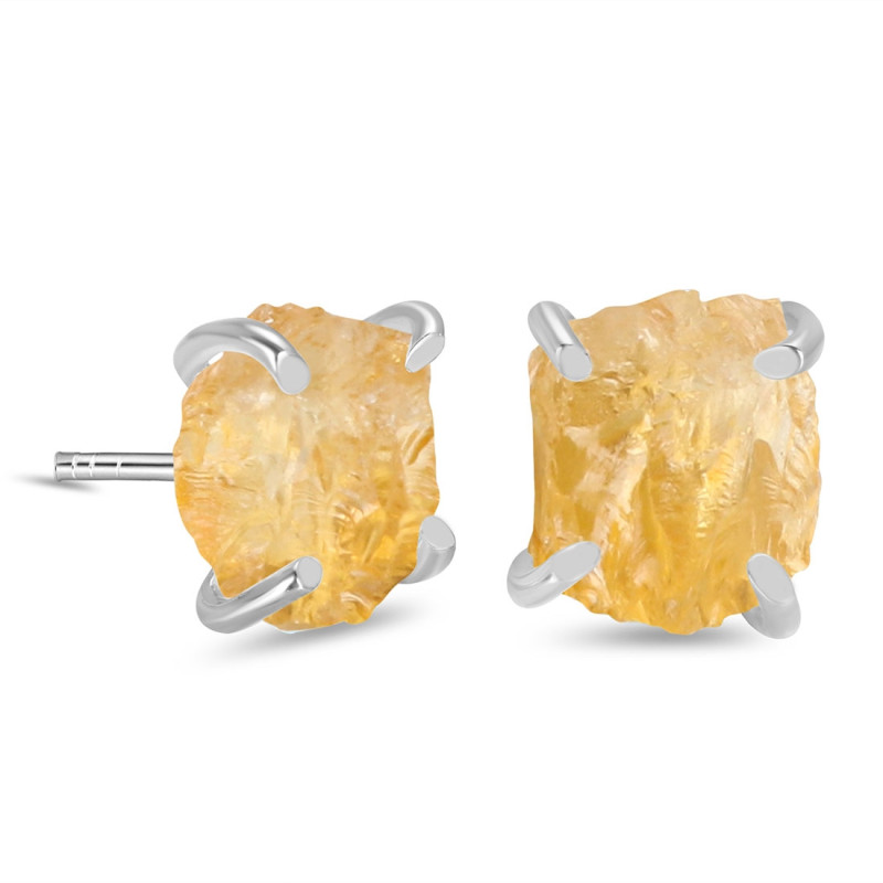 Citrine Raw Crystal Stud Earring