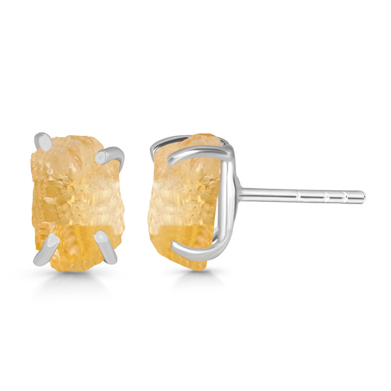 Citrine Raw Crystal Stud Earring