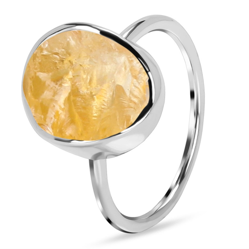 Citrine Raw Crystal Ring