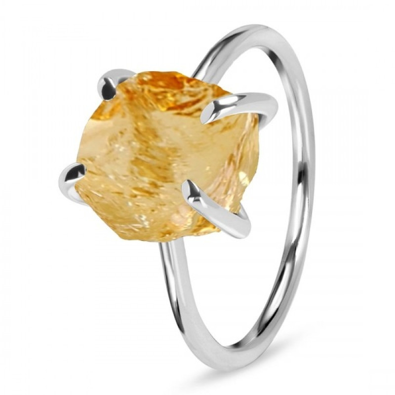 Citrine Raw Crystal Ring