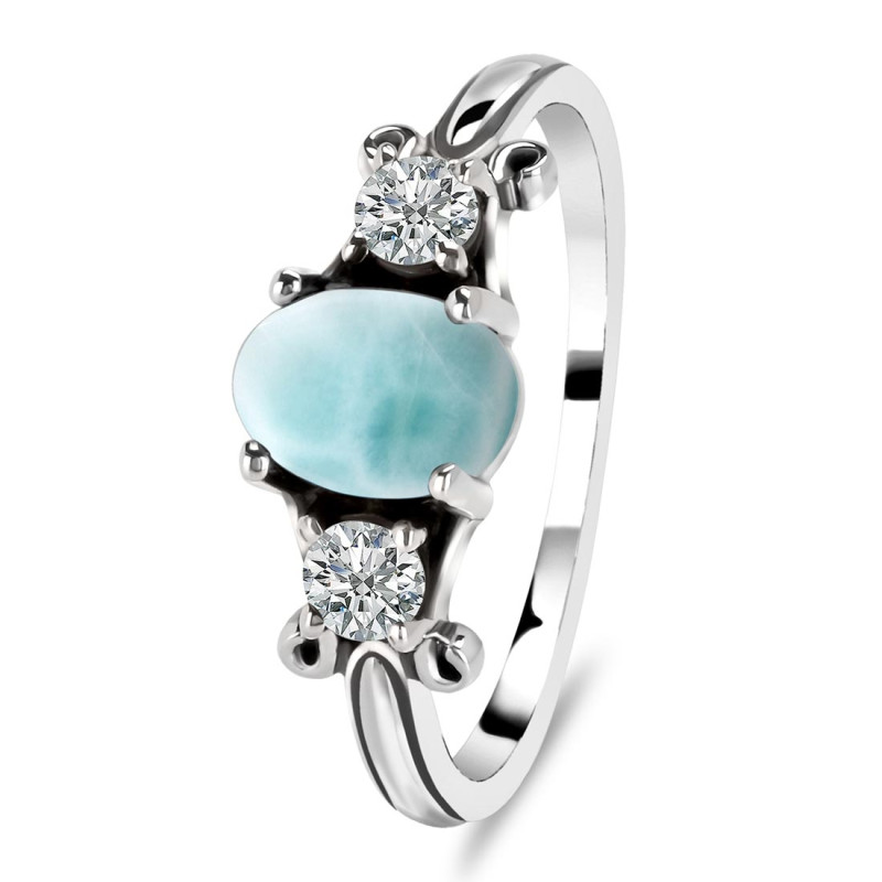 Close Out Larimar & White Topaz Ring