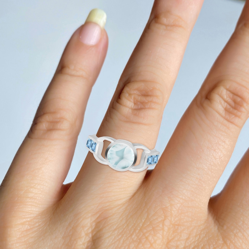 Close Out Larimar & Blue Topaz Ring LAR-CO-RDR-43.