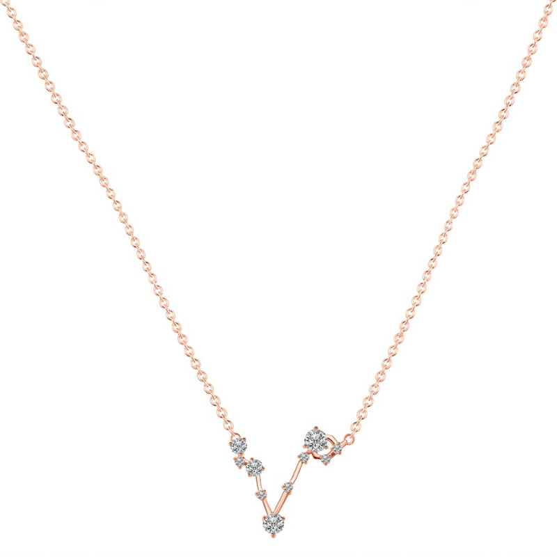 Pisces Zodiac Star Constellation Crystal & White Topaz Necklace CST-RDN-387.