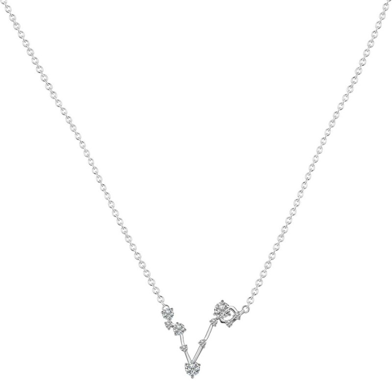 Pisces Zodiac Star Constellation Crystal & White Topaz Necklace CST-RDN-387.