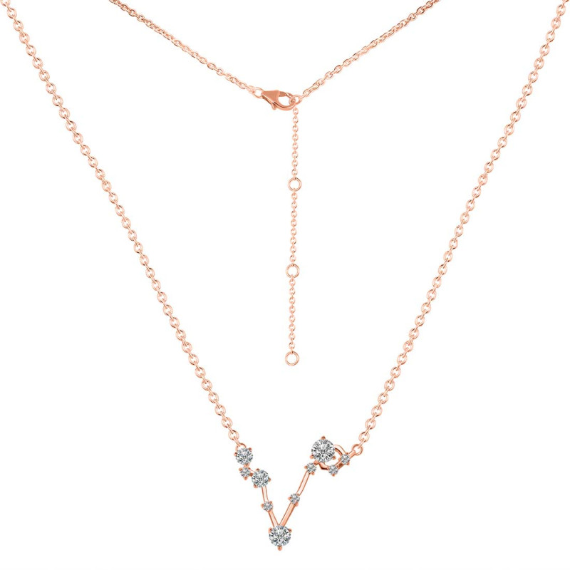 Pisces Zodiac Star Constellation Crystal & White Topaz Necklace CST-RDN-387.