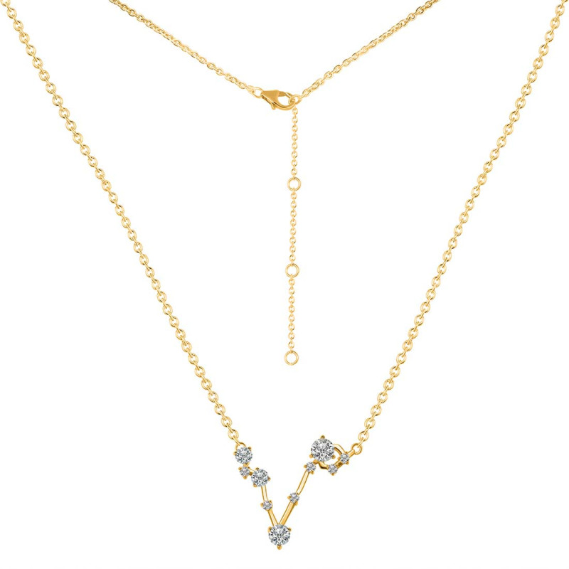 Pisces Zodiac Star Constellation Crystal & White Topaz Necklace CST-RDN-387.