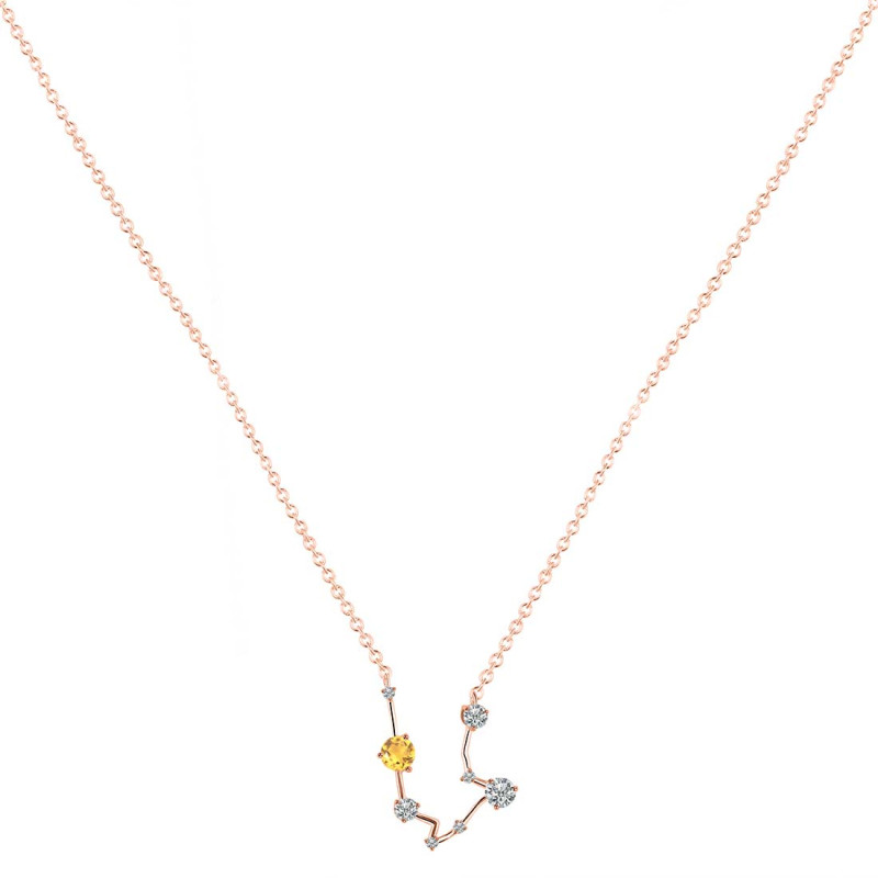 Aquarius Zodiac Star Constellation Crystal & White Topaz Necklace CST-RDN-487.