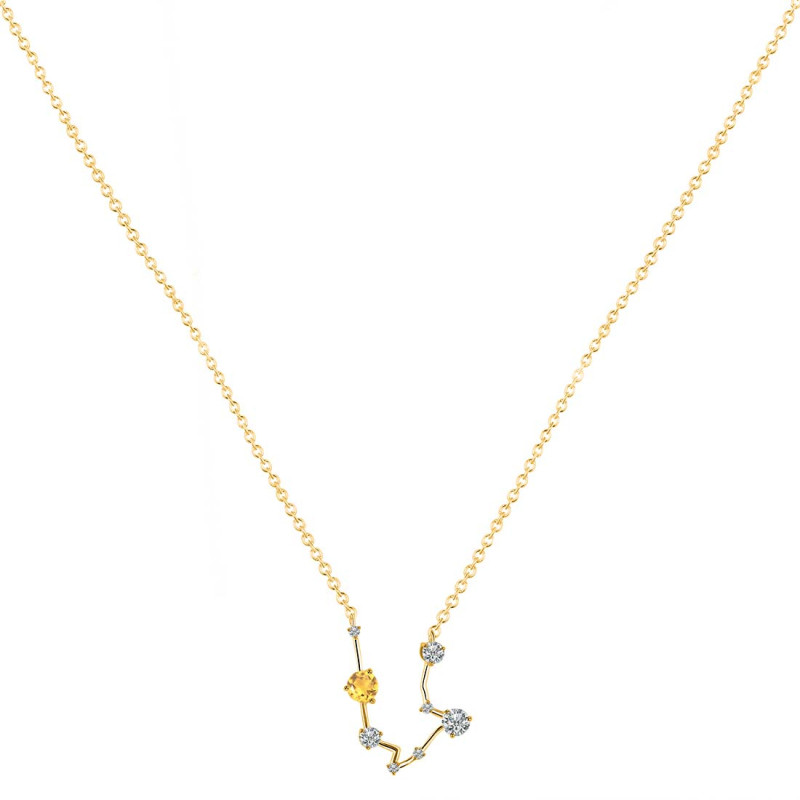 Aquarius Zodiac Star Constellation Crystal & White Topaz Necklace CST-RDN-487.