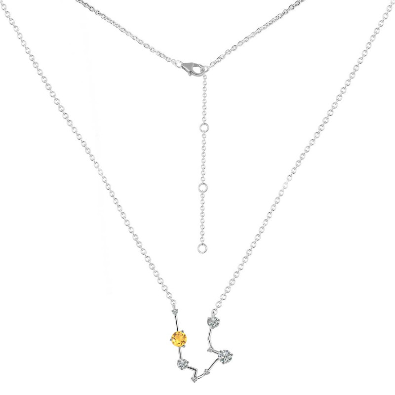 Aquarius Zodiac Star Constellation Crystal & White Topaz Necklace