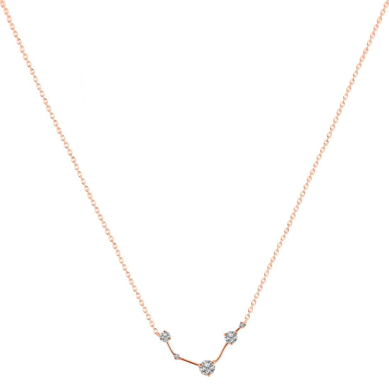 Aries Zodiac Star Constellation Crystal & White Topaz Necklace CST-RDN-488.