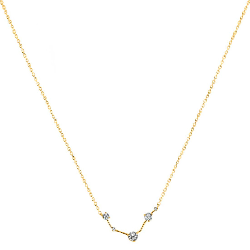 Aries Zodiac Star Constellation Crystal & White Topaz Necklace CST-RDN-488.
