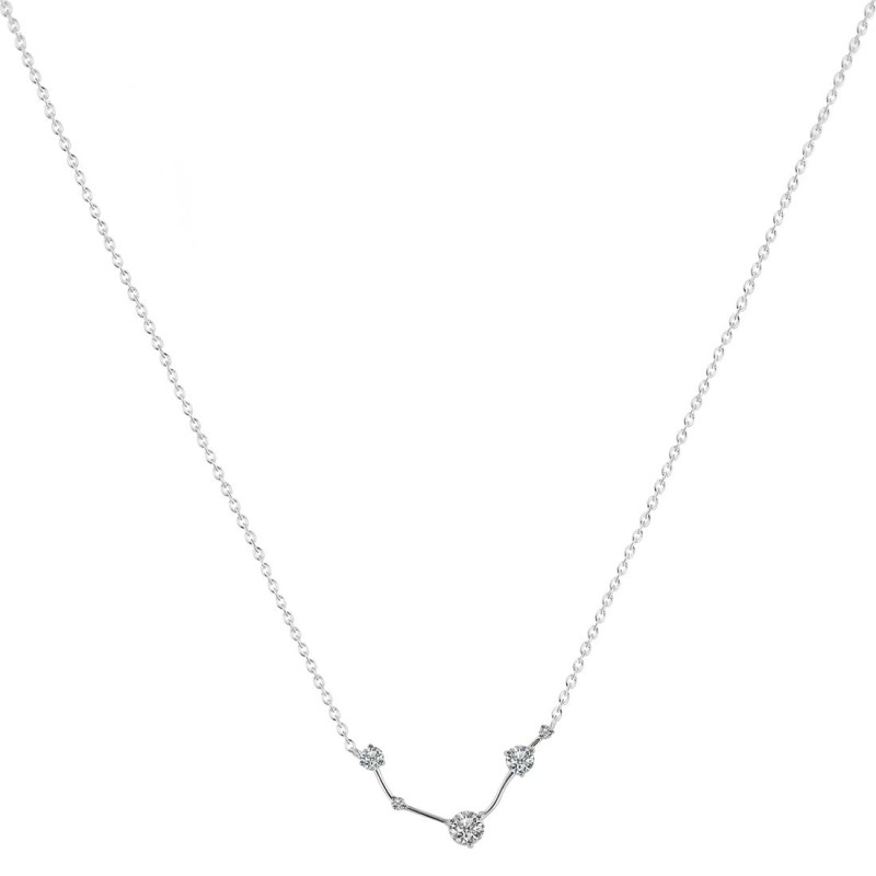 Aries Zodiac Star Constellation Crystal & White Topaz Necklace CST-RDN-488.