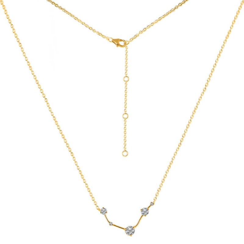 Aries Zodiac Star Constellation Crystal & White Topaz Necklace CST-RDN-488.
