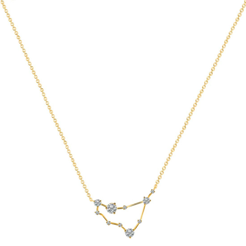 Capricorn Zodiac Star Constellation Crystal & White Topaz Necklace CST-RDN-489.