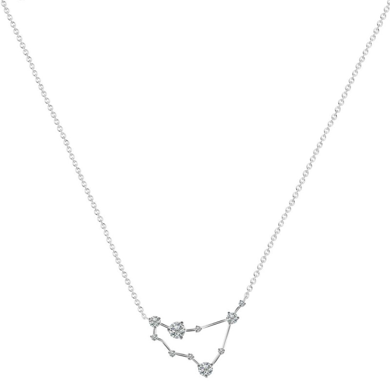 Capricorn Zodiac Star Constellation Crystal & White Topaz Necklace CST-RDN-489.