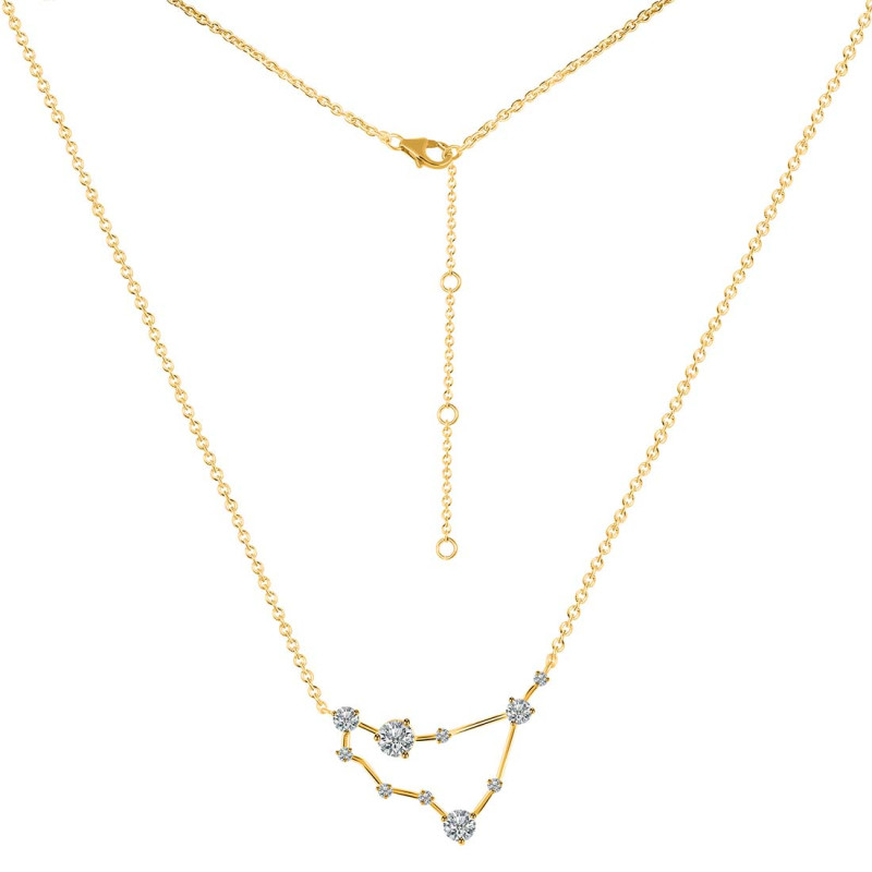 Capricorn Zodiac Star Constellation Crystal & White Topaz Necklace CST-RDN-489.