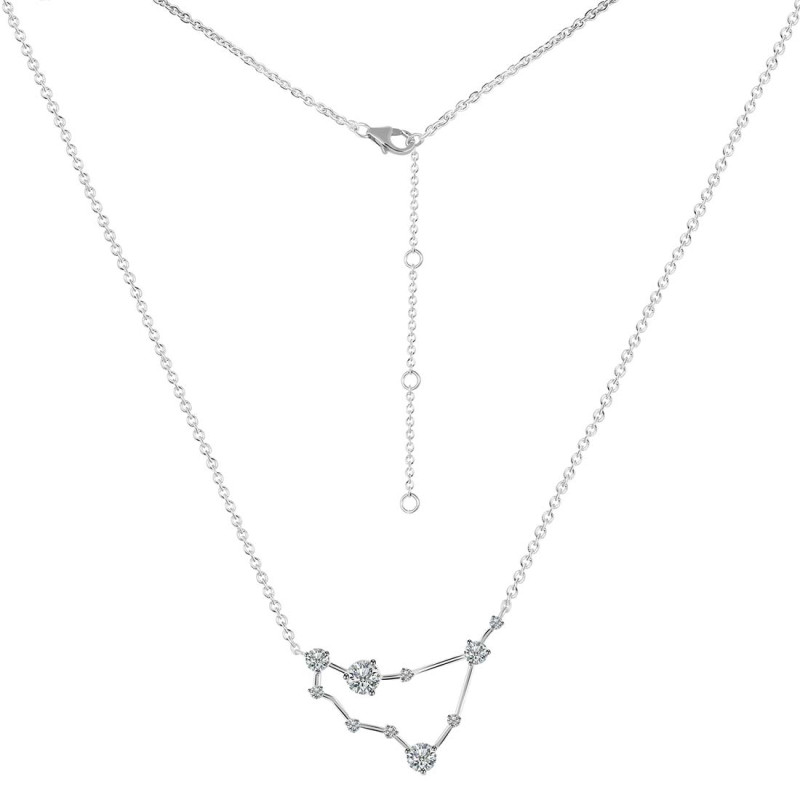 Capricorn Zodiac Star Constellation Crystal & White Topaz Necklace