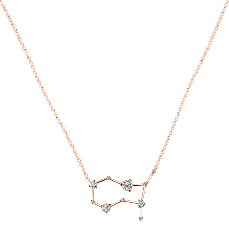 Gemini Zodiac Star Constellation Crystal & White Topaz Necklace CST-RDN-490.