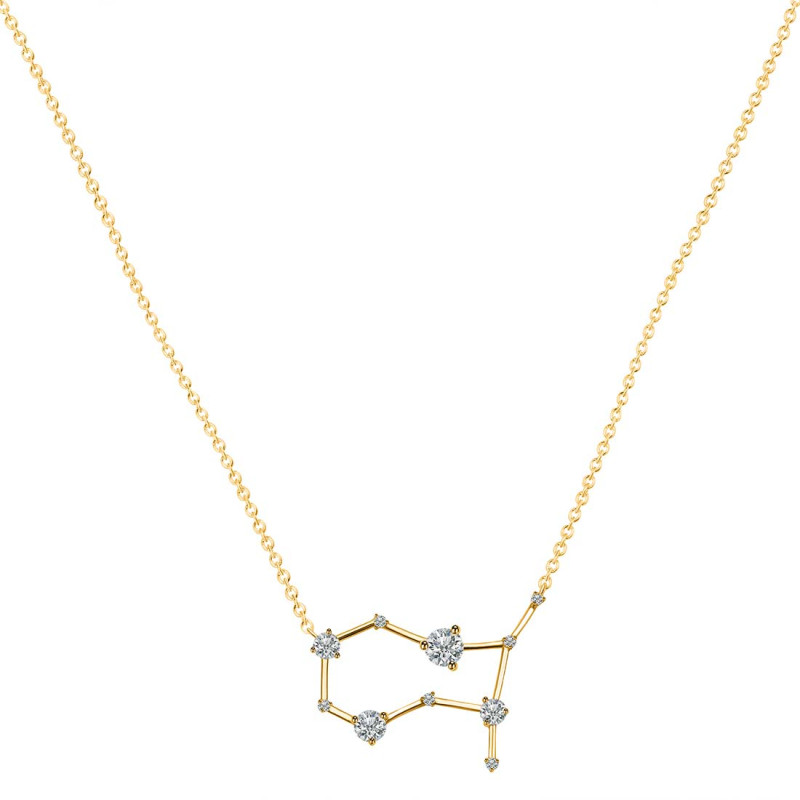 Gemini Zodiac Star Constellation Crystal & White Topaz Necklace CST-RDN-490.