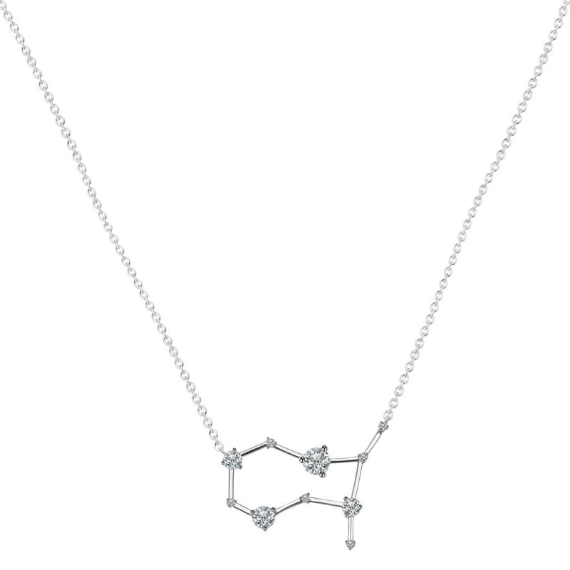 Gemini Zodiac Star Constellation Crystal & White Topaz Necklace CST-RDN-490.